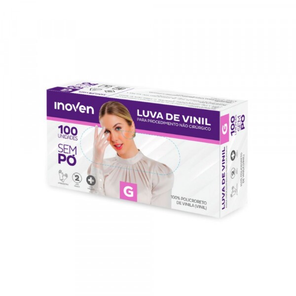 Luva De Vinil G Sem Po Uso Medico 100 Unidades Inoven