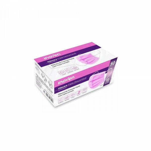 Mascara Tripla Descartavel Rosa Com 50 Unidades Inoven