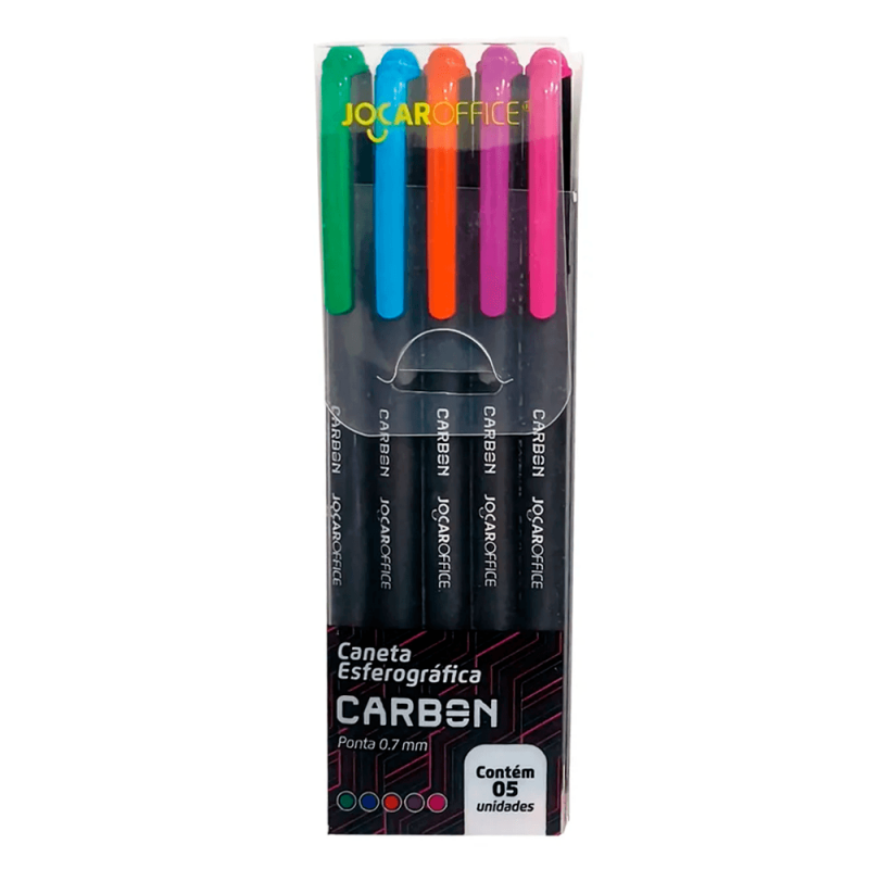 Caneta Esferográfica Carbon 0.7mm 5 Cores - Jocar Office Caneta Esferográfica Carbon 0.7mm 5 Cores - Jocar Office