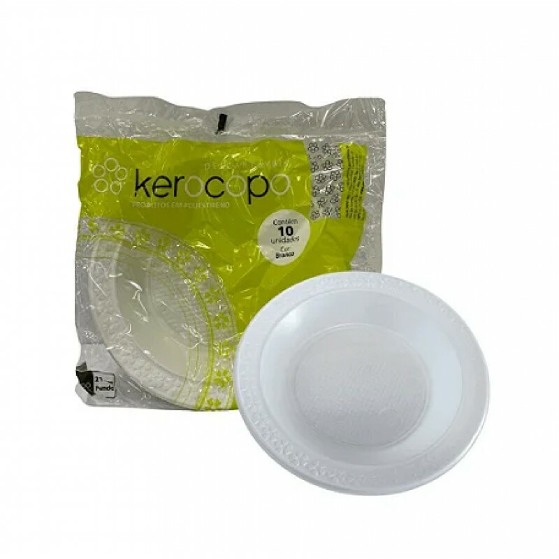 Prato Fundo Branco 21cm 10 Unidades - Kerocopo Prato Fundo Branco 21cm 10 Unidades - Kerocopo