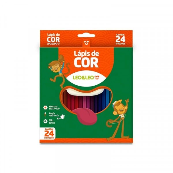 Lápis de Cor Sextavado 24 Cores - Leo & Leo