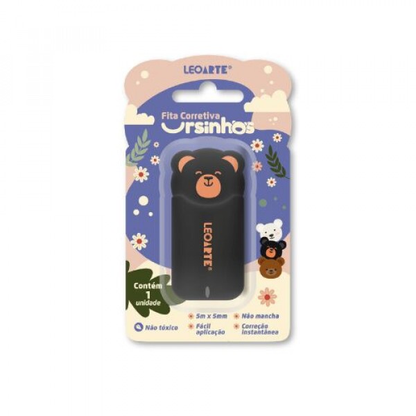 Fita Corretiva Ursinho Negro 5mmX5m - Leo & Leo Fita Corretiva Ursinho Negro 5mmX5m - Leo & Leo