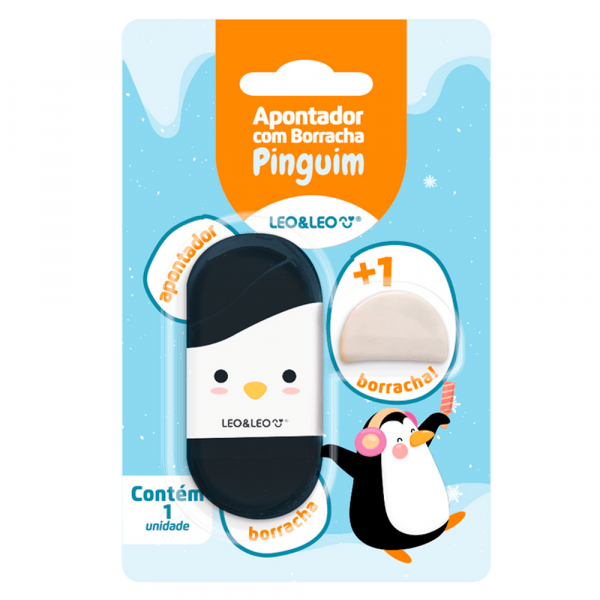 Apontador Borracha Pinguim - Leo & Leo Apontador Borracha Pinguim - Leo & Leo
