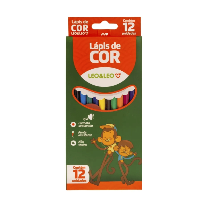 Lápis De Cor Sextavado 12 Cores - Leo & Leo