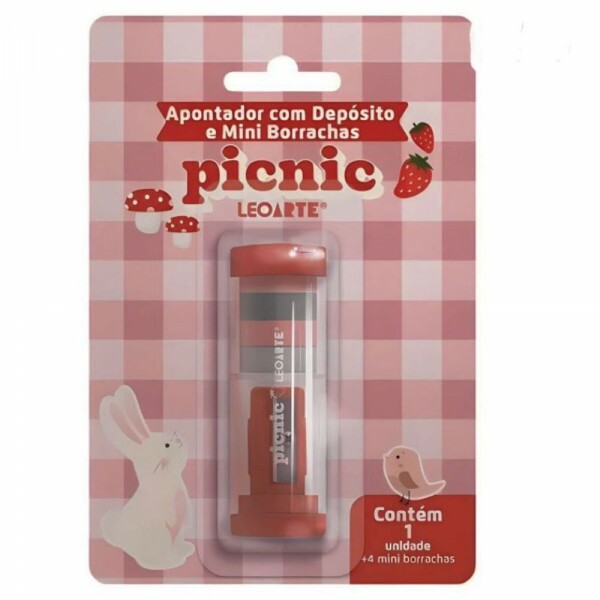 Apontador Com Deposito E Mini Borrachas Leo & Leo Apontador Com Deposito E Mini Borrachas Leo & Leo