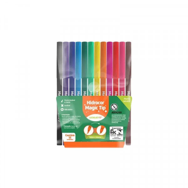 Canetinha Hidrocor Magic Tip 12 Cores - Leo & Leo