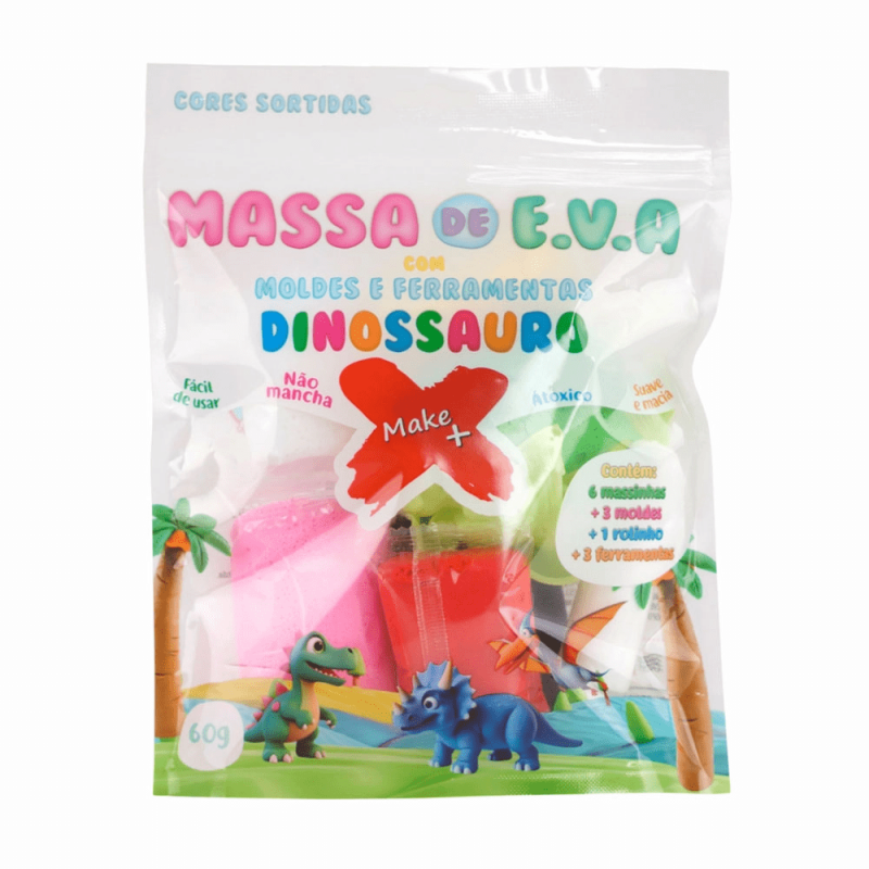 Massa de EVA Moldes e Ferraments Dinossauro - Make+ Massa de EVA Moldes e Ferraments Dinossauro - Make+
