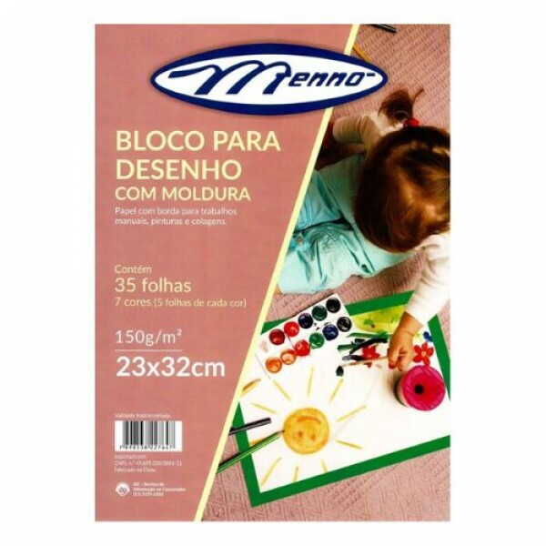 Bloco para Desenho c/ Moldura A4+ 150g 7 Cores c/35 Folhas - Menno