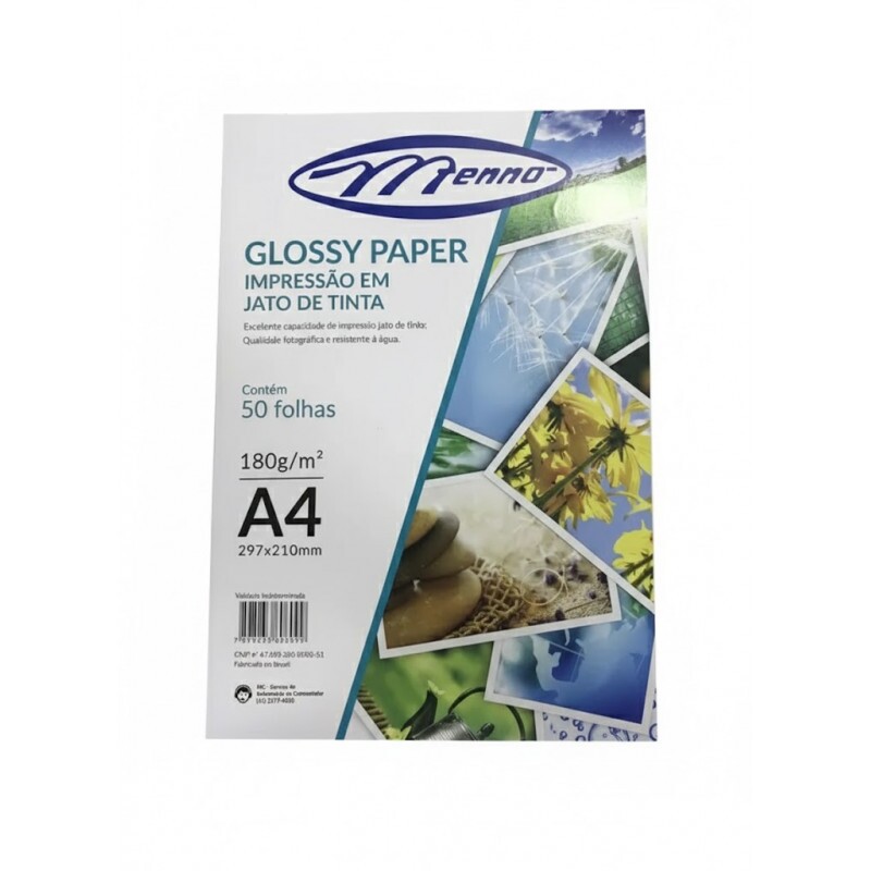 Glossy Paper Impressão em Jato de Tinta A4 180g c/50 Folhas - Menno Glossy Paper Impressão em Jato de Tinta A4 180g c/50 Folhas - Menno