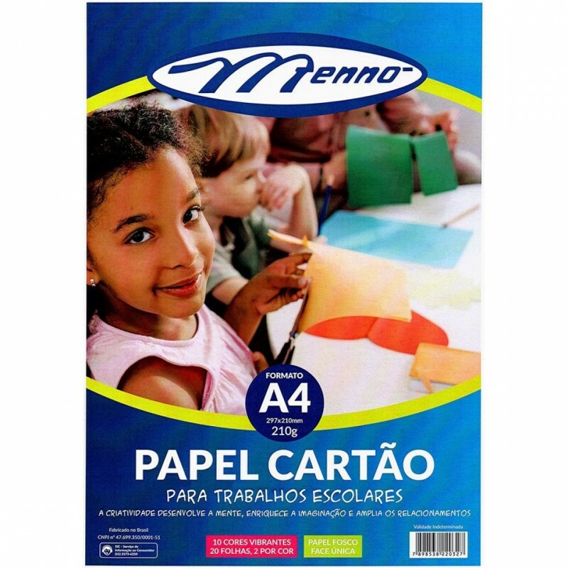 Papel Cartão A4 210g 10 Cores c/20 Folhas - Menno