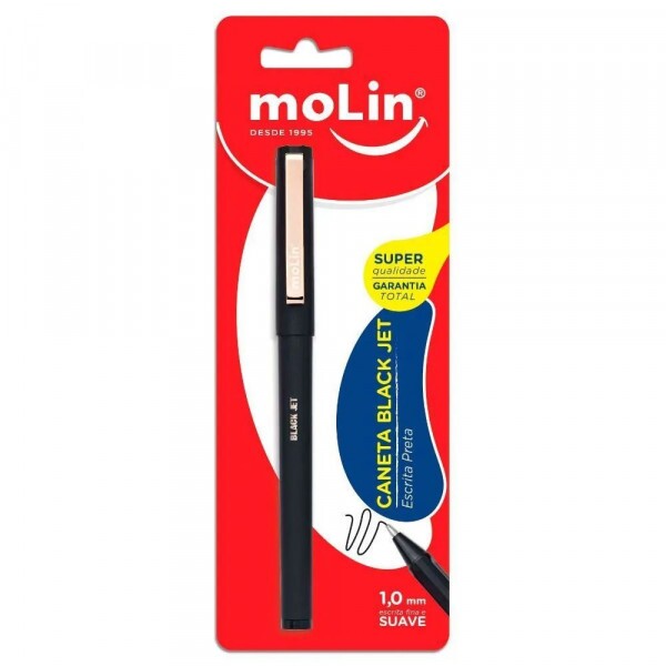 Caneta Esferografica Black Jet Preta Molin