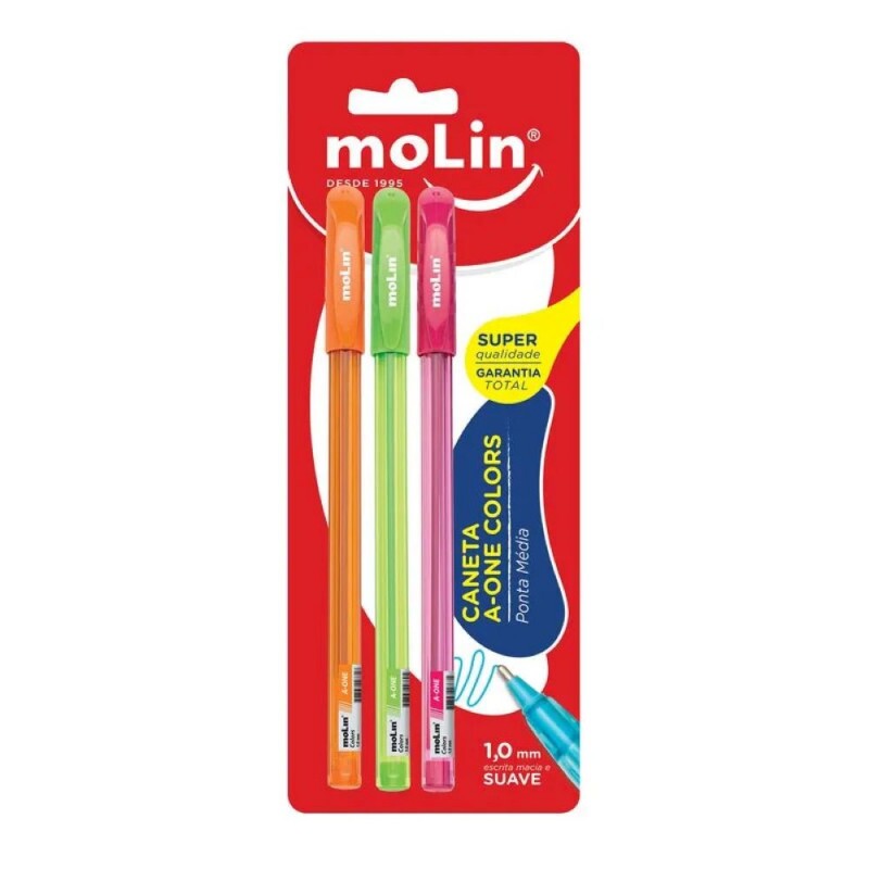 Caneta Esferografica One Colors Com 3 Sortido Molin