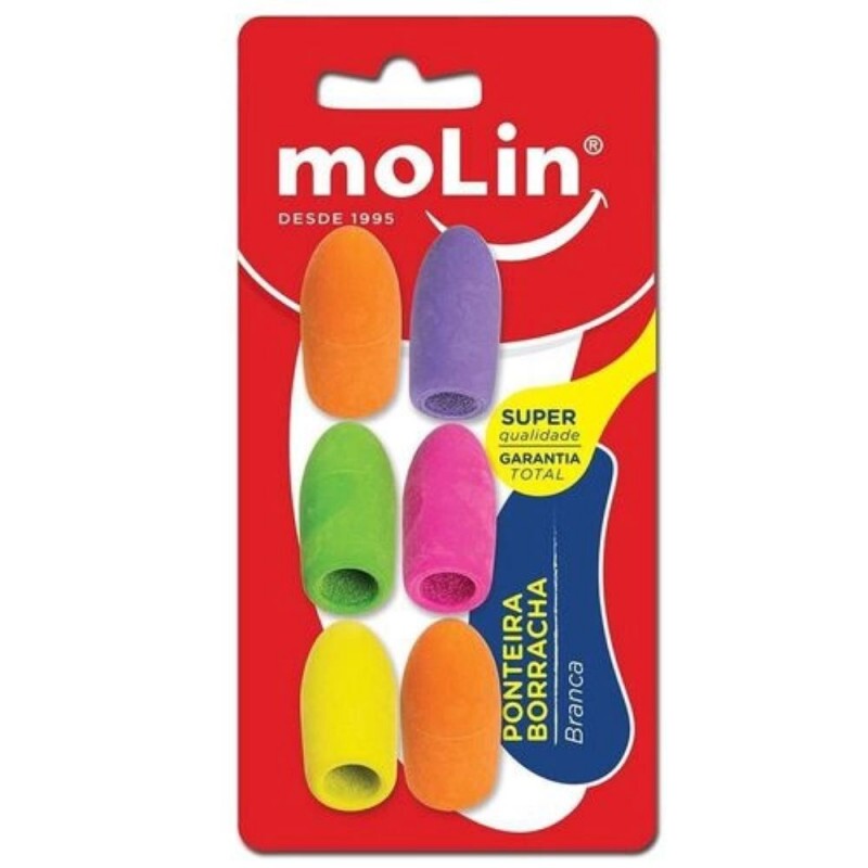 Borracha Ponteira Neon Com 6 Sortido Molin