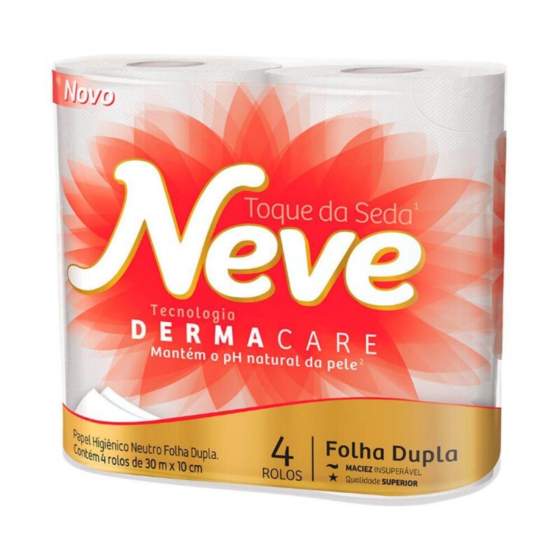 Papel Higiênico Toque Seda Folha Dupla 30mx10cm c/4 Rolos - Neve