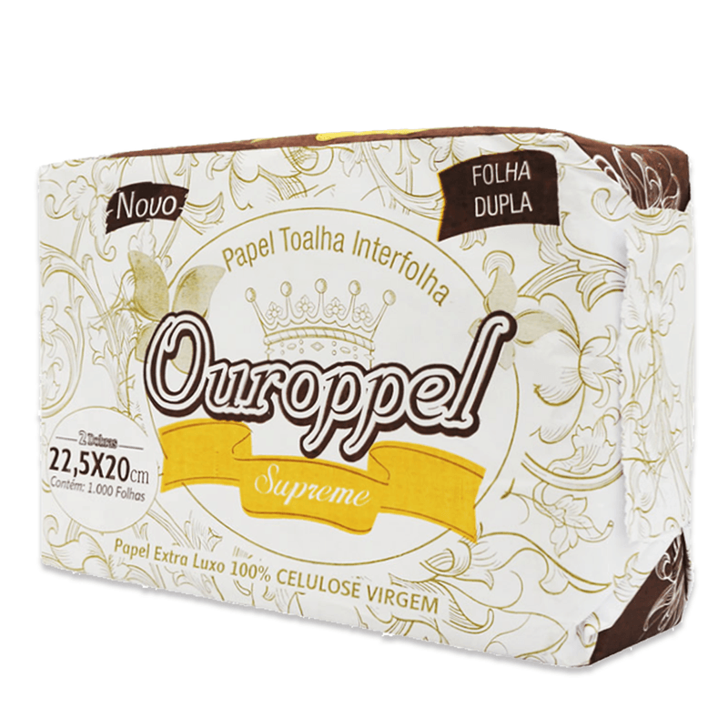 Papel Toalha Interfolhada Folha Dupla 1000 Folhas - Ouroppel