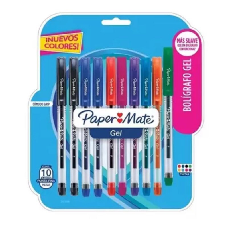 Caneta Gel Colorida 0.6 Com 10 Unidades Paper Mate