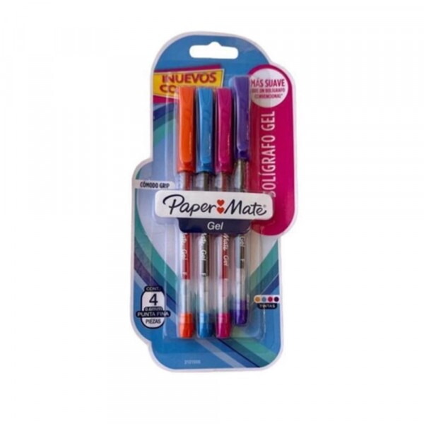 Caneta Gel Com 4 Cores Paper Mate