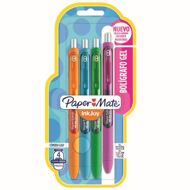Caneta Gel Sortida 0.7 Com 4 Cores Paper Mate