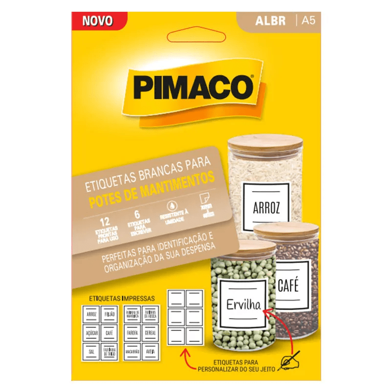 Etiqueta Branca para Potes de Mantimentos ALBR - Pimaco Etiqueta Branca para Potes de Mantimentos ALBR - Pimaco