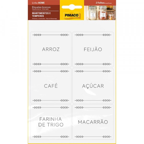 Etiqueta Branca Mantimentos 6cmX7cm - Pimaco  Etiqueta Branca Mantimentos 6cmX7cm - Pimaco