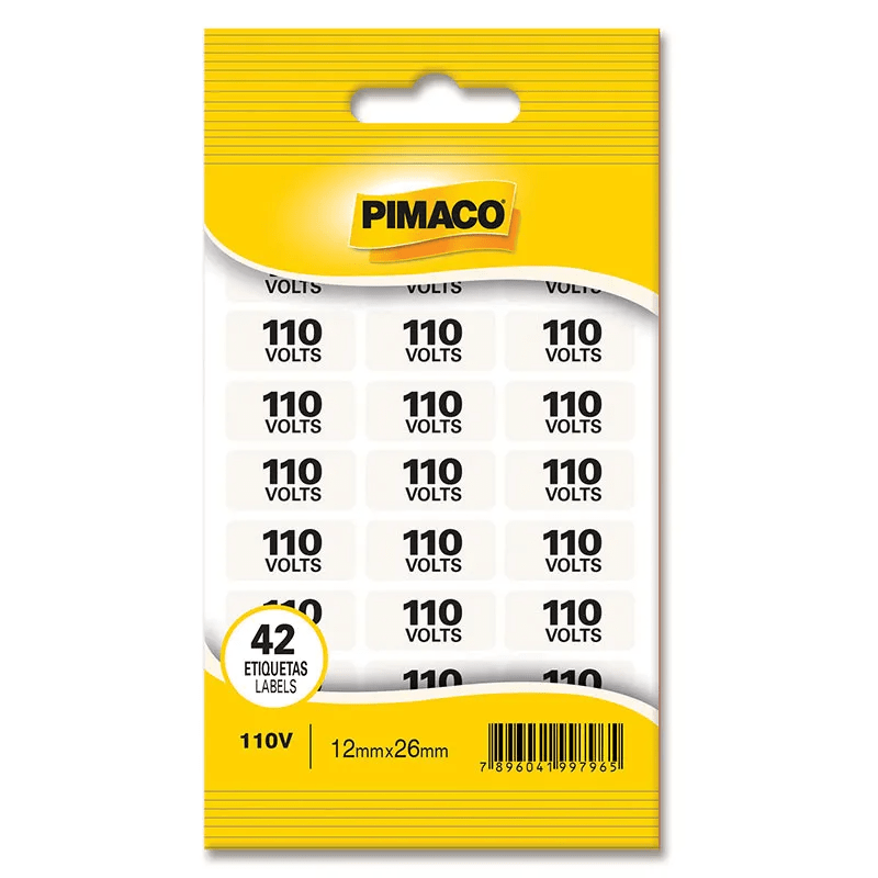 Etiqueta de Sinalização "110 Volts" 12mmX26mm  - Pimaco