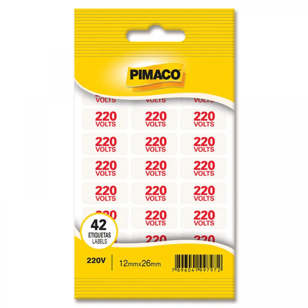 Etiqueta de Sinalização "220 Volts" 12mmX26mm  - Pimaco Etiqueta de Sinalização "220 Volts" 12mmX26mm  - Pimaco
