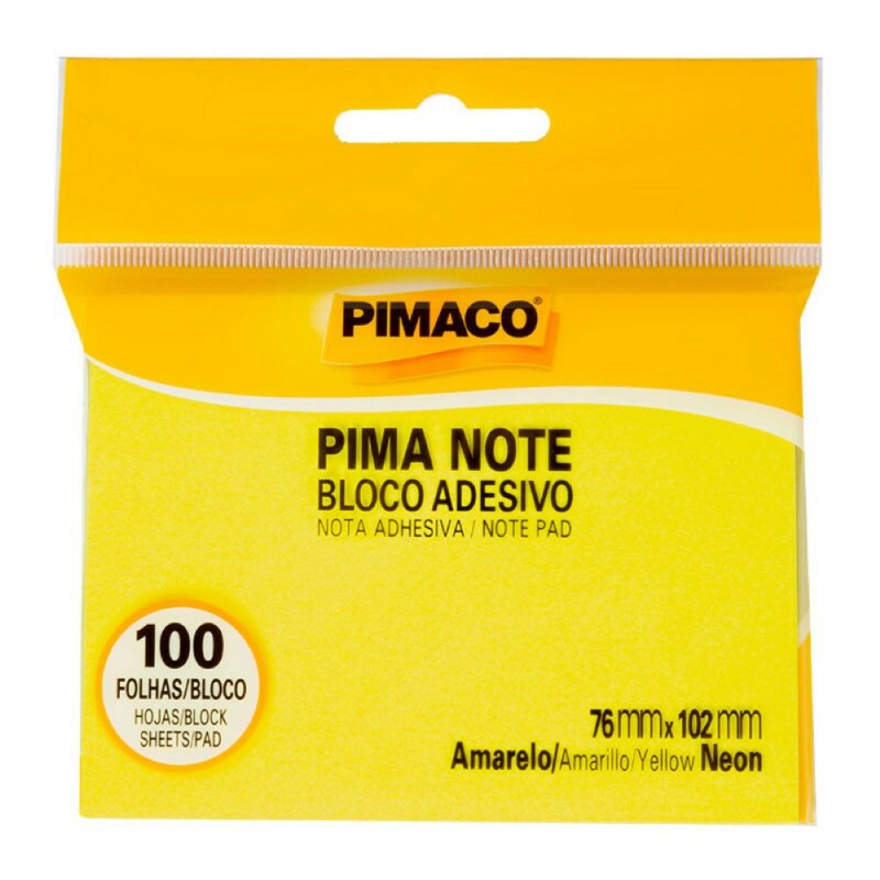 Bloco Adesivo Amarelo Neon 76mmx102mm - Pimaco Bloco Adesivo Amarelo Neon 76mmx102mm - Pimaco
