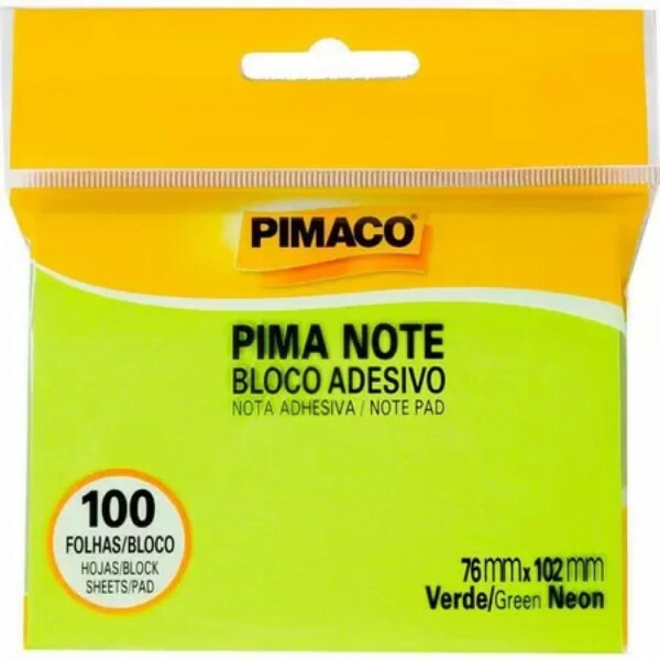 Bloco Adesivo Verde Neon 76mmX102mm - Pimaco Bloco Adesivo Verde Neon 76mmX102mm - Pimaco