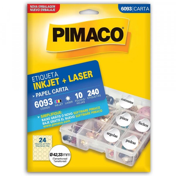 Etiqueta Adesiva Inkjet E Laser Carta 6093 42.33mm Pimaco