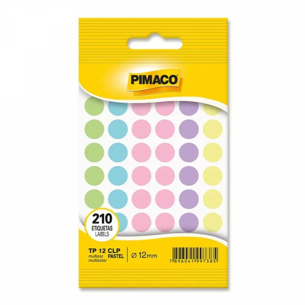 Etiqueta Adesiva TP12 Multicor Pastel 12mm - Pimaco Etiqueta Adesiva TP12 Multicor Pastel 12mm - Pimaco