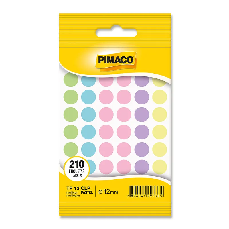 Etiqueta Adesiva TP12 Multicor Pastel 12mm - Pimaco