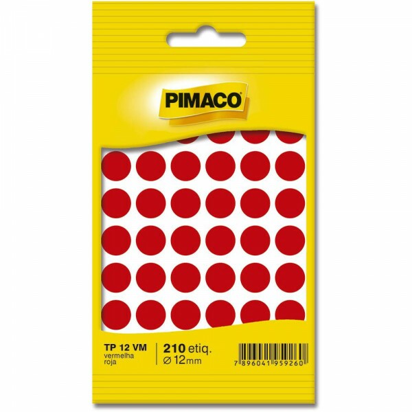 Etiqueta Adesiva TP12 Vermelha 12mm - Pimaco Etiqueta Adesiva TP12 Vermelha 12mm - Pimaco