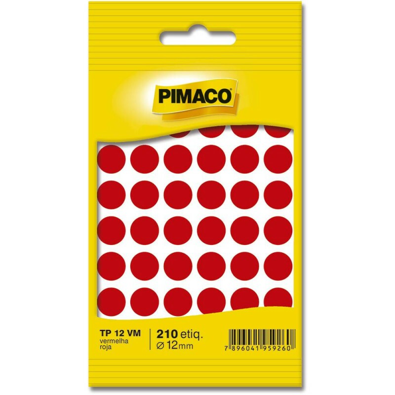 Etiqueta Adesiva TP12 Vermelha 12mm - Pimaco
