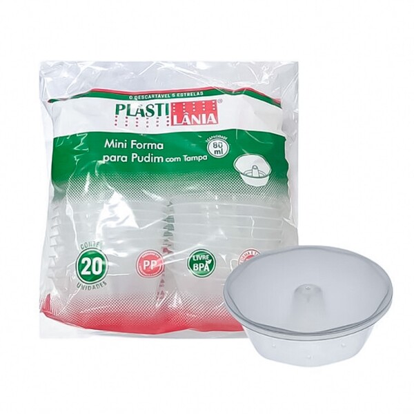 Mini Forma para Pudim 80ml 20 Unidades - Plastilânia Mini Forma para Pudim 80ml 20 Unidades - Plastilânia