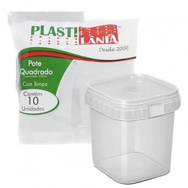 Pote Quadrado c/ Lacre 220ml 10 Unidades - Plastilânia Pote Quadrado c/ Lacre 220ml 10 Unidades - Plastilânia
