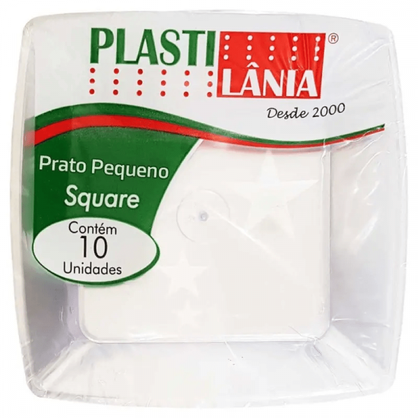 Prato Pequeno Square Cristal 15cm 10 Unidades - Plastilânia Prato Pequeno Square Cristal 15cm 10 Unidades - Plastilânia