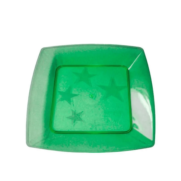 Prato Pequeno Square Verde 15cm 10 Unidades - Plastilânia Prato Pequeno Square Verde 15cm 10 Unidades - Plastilânia