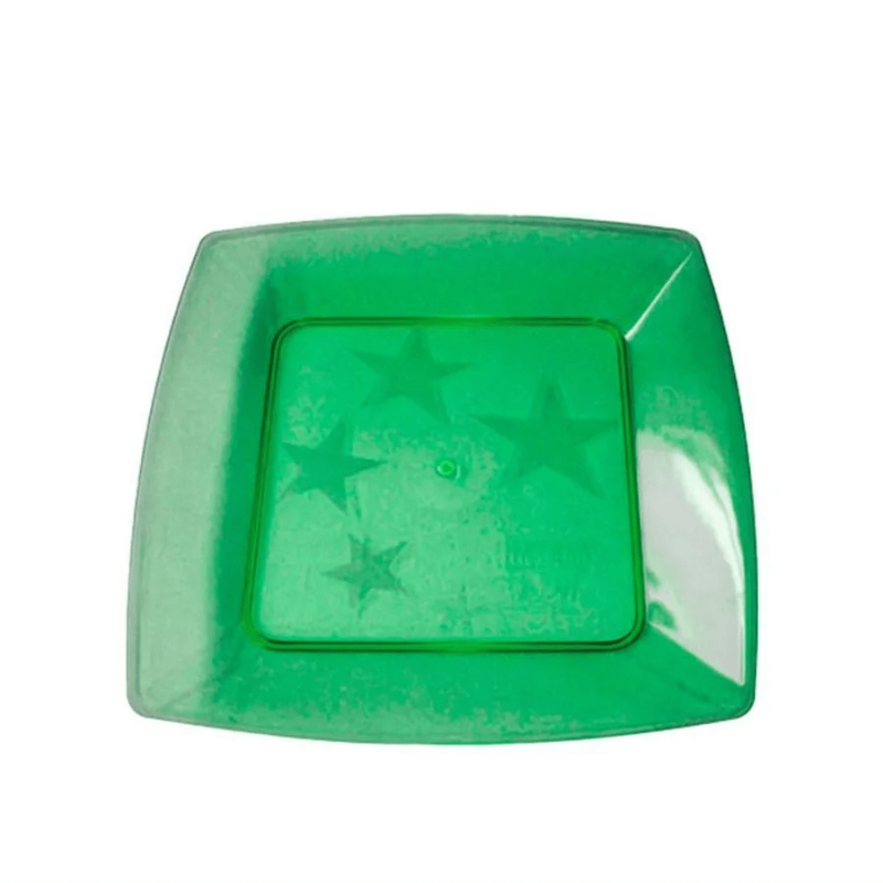 Prato Grande Square Verde 21cm 10 Unidades - Plastilânia Prato Grande Square Verde 21cm 10 Unidades - Plastilânia