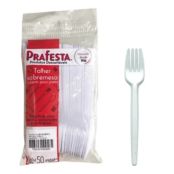 Garfo Sobremesa Branco 50 Unidades - PraFesta Garfo Sobremesa Branco 50 Unidades - PraFesta
