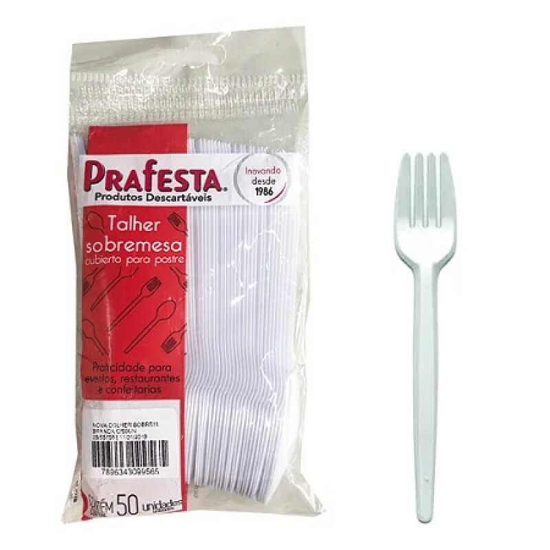 Garfo Sobremesa Branco 50 Unidades - PraFesta Garfo Sobremesa Branco 50 Unidades - PraFesta