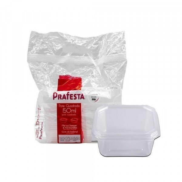 Pote Quadrado 150ml Com 20 Unidades PraFesta
