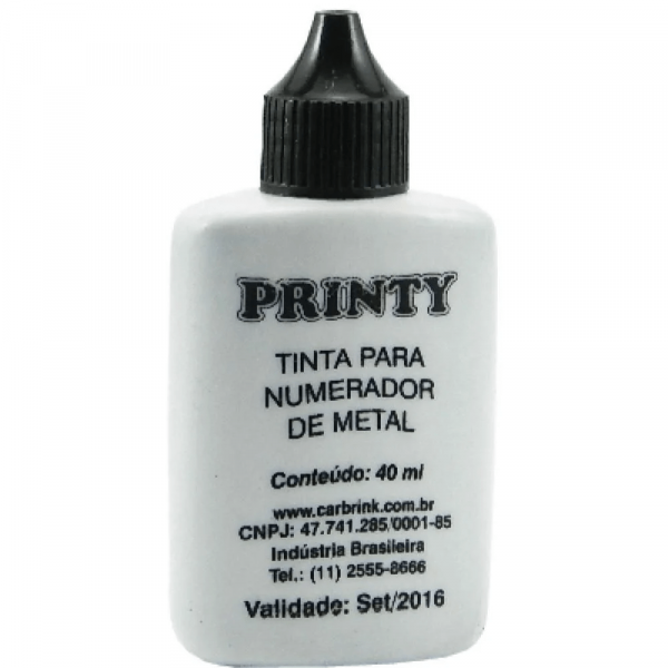 Tinta para Numerador de Metal Preto 40ml - Printy Tinta para Numerador de Metal Preto 40ml - Printy