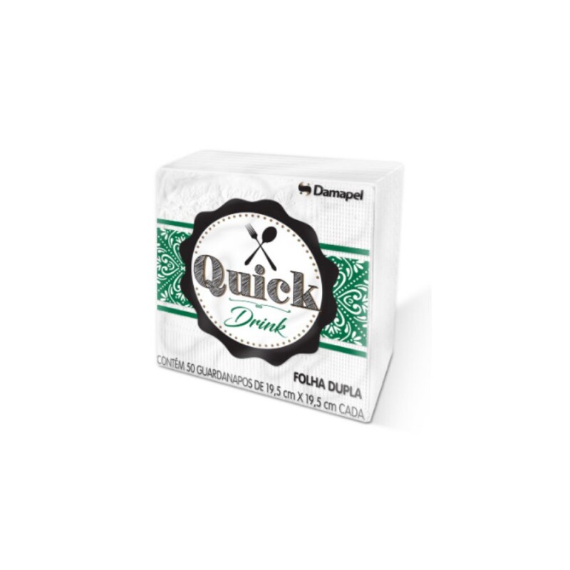 Guardanapo Folha Dupla Com 50 Unidades 19x19cm Quick