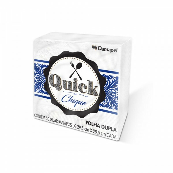 Guardanapo Folha Dupla Com 50 Unidades 29x29cm Quick