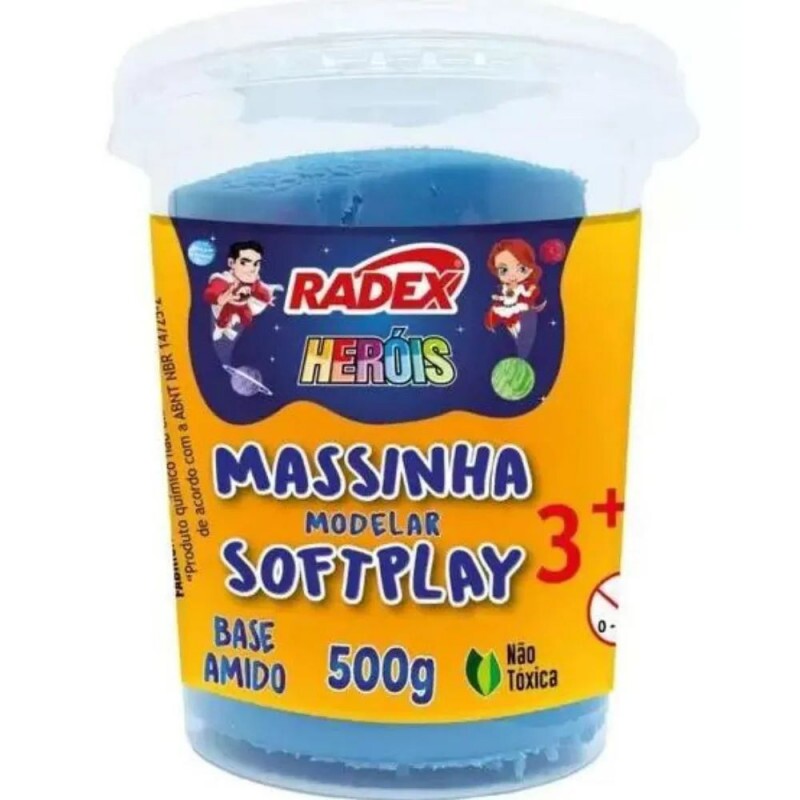Massinha De Modelar Softplay Azul 500g Radex