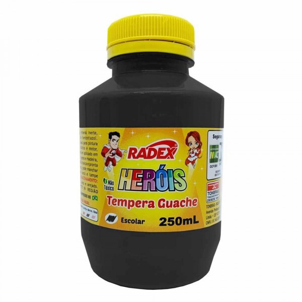 Tinta Guache Preta 250ml Radex