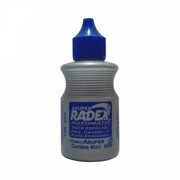 Tinta Especial para Carimbo Azul 40ml - Radex Tinta Especial para Carimbo Azul 40ml - Radex