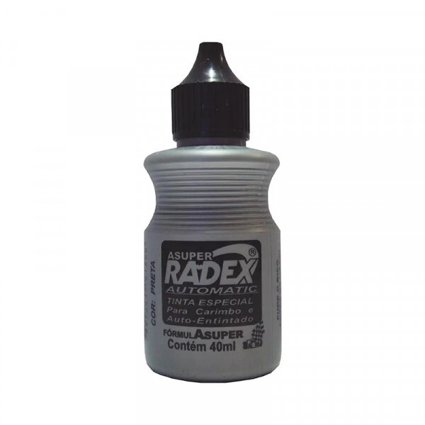 Tinta Especial para Carimbo Preto 40ml - Radex Tinta Especial para Carimbo Preto 40ml - Radex