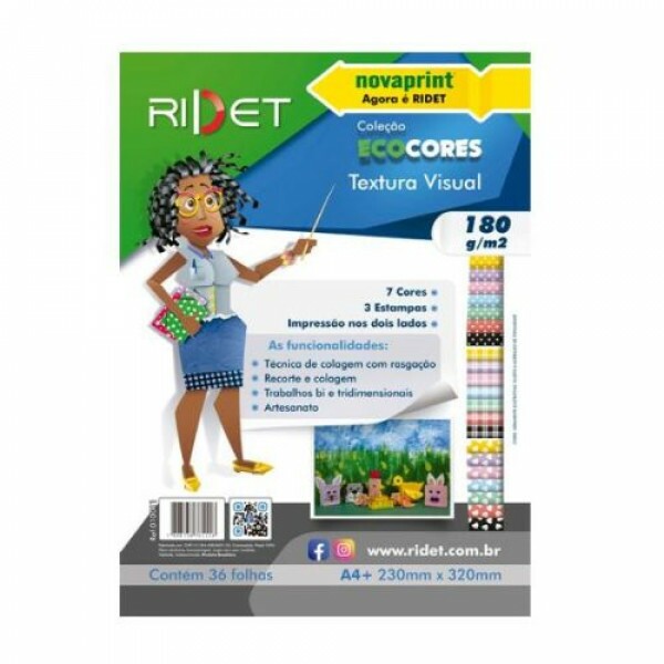 Bloco Ecocores Textura Visual A4+ 180g 7 Cores 3 Estampas c/36 Folhas - Ridet