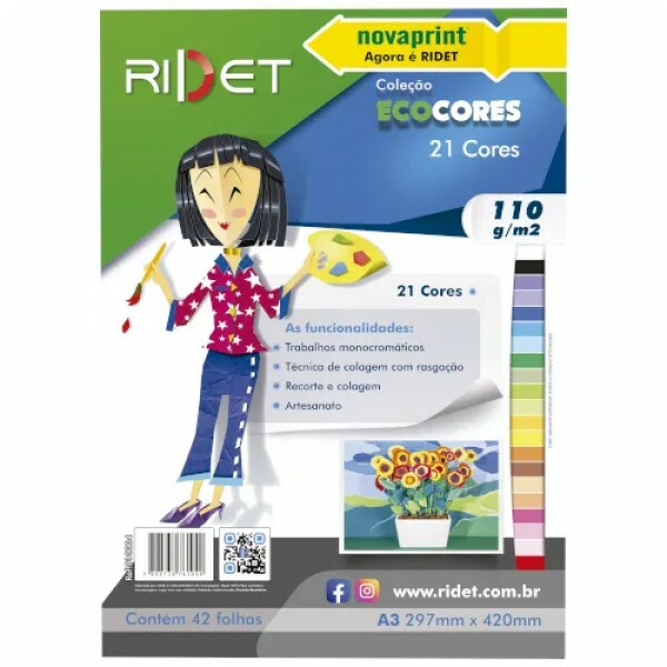 Bloco Criativo Ecocores A3 110g 21 Cores c/42 Folhas - Ridet